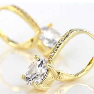 Bella Luce Earrings 925 Gold Plated Diamond Sim CZ Hypoallergenic